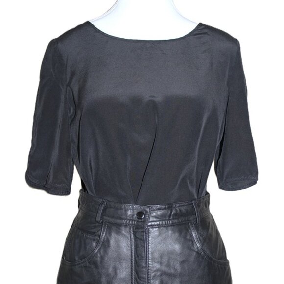 BANANA REPUBLIC 100% Silk Half-Sleeve Blouse in Black - Size S - Picture 1 of 14